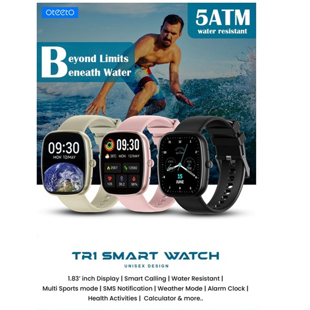 Oteeto TR1 Smart Watch – 1.83'' HD Display, Smart Calling, 5ATM Water Resistant Fitness Smartwatch