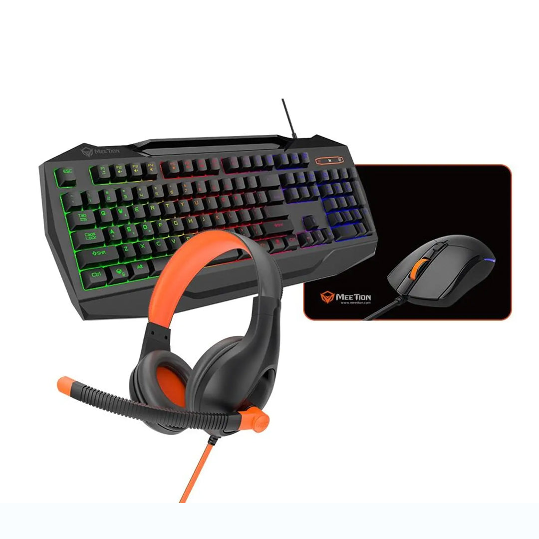 Meetion C490 4-in-1 Gaming Combo | RGB Backlit Keyboard, Gaming Mouse, Headset with Mic & Mouse Pad – Complete Gaming Starter Kit for PC & Laptop