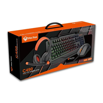 Meetion C490 4-in-1 Gaming Combo | RGB Backlit Keyboard, Gaming Mouse, Headset with Mic & Mouse Pad – Complete Gaming Starter Kit for PC & Laptop