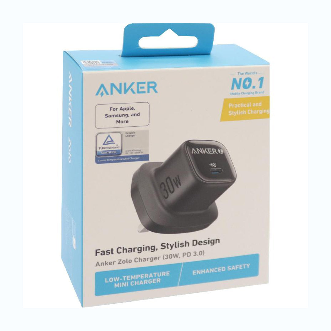 Anker Zolo 30W USB-C Fast Charger | PD 3.0 High-Speed Wall Charger for iPhone, iPad, Samsung & More – Compact Design – (1 Year Warranty)