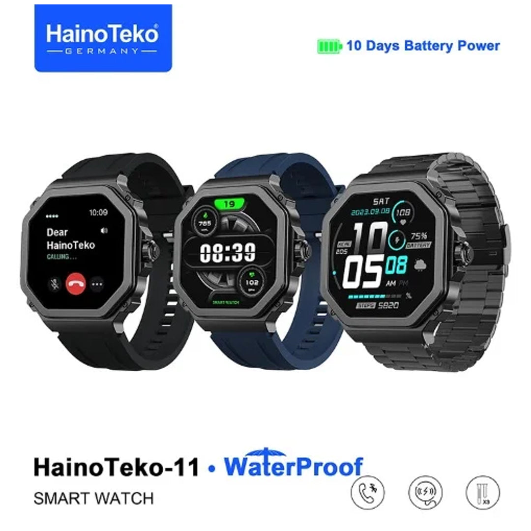 HainoTeko 11 Smart Watch – AMOLED Display, Bluetooth Calling, Waterproof Fitness Smartwatch (10-Day Battery)