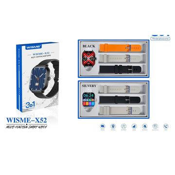 WISME X52 Smart Watch with 3 Straps & Fitness Tracker