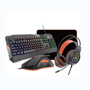 مجموعة ألعاب ميتيون C505 4 في 1 RGB | لوحة مفاتيح بإضاءة خلفية، ماوس ألعاب، سماعة رأس RGB مع ميكروفون ولوحة ماوس – مجموعة ألعاب متكاملة لأجهزة الكمبيوتر المكتبية والمحمولة