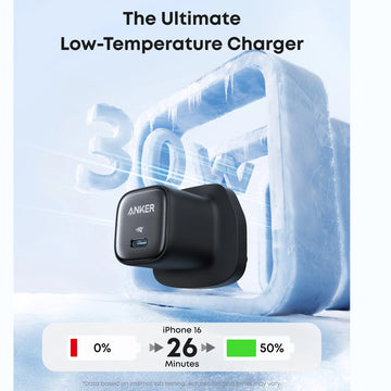 Anker Zolo 30W USB-C Fast Charger | PD 3.0 High-Speed Wall Charger for iPhone, iPad, Samsung & More – Compact Design – (1 Year Warranty)