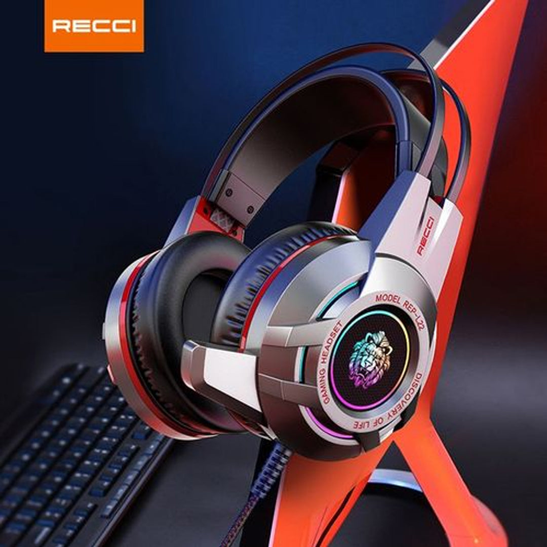 RECCI REP-L22 RGB Gaming Headset | Wired Over-Ear Gaming Headphones with HD Sound & LED Lights for PC, Console & Laptop