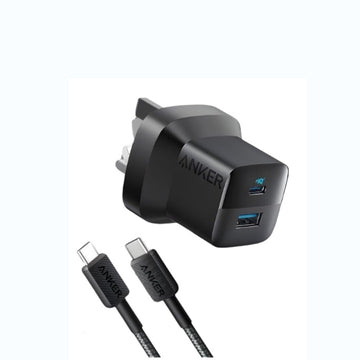 Anker 323 33W Dual Port Fast Charger with USB-C to USB-C Cable | USB-C + USB-A Power Delivery Wall Charger – 3X Faster Charging – (1 Year Warranty)