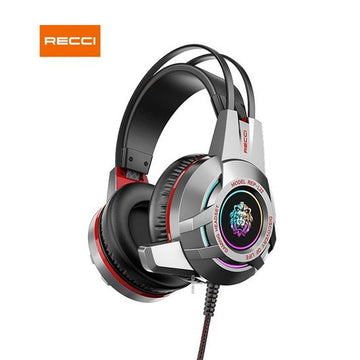 RECCI REP-L22 RGB Gaming Headset | Wired Over-Ear Gaming Headphones with HD Sound & LED Lights for PC, Console & Laptop