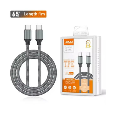 LDNIO USB-C to USB-C 65W PD Fast Charging Cable 1M