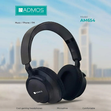 ADMOS AM654 Wireless Headphones – Bluetooth Over-Ear Headset with Mic, FM Radio & Comfortable Design