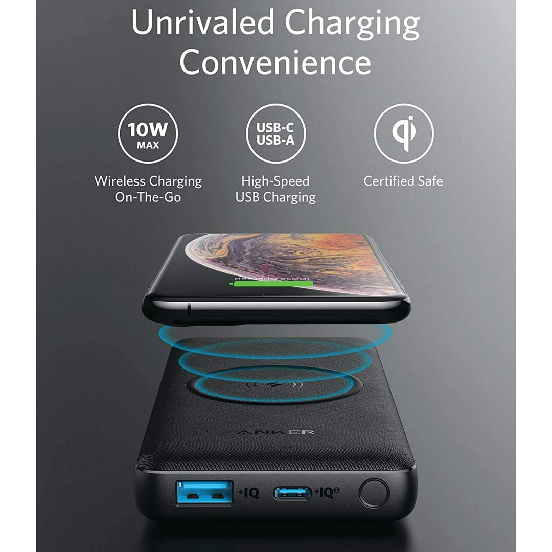 Anker Wireless Power Bank 10000mAh – Qi Wireless Charging Portable Charger with USB-C & USB-A Fast Charging (1 Year Warranty)