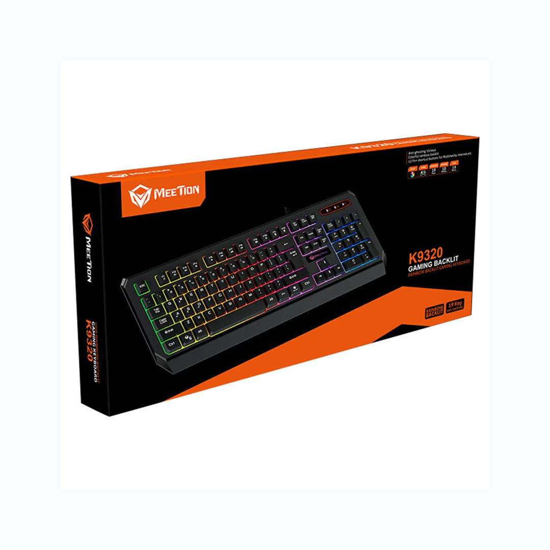Meetion K9320 RGB Backlit Gaming Keyboard | Rainbow LED Wired Keyboard with Numeric Keypad – Anti-Ghosting Keys for PC & Laptop Gamers
