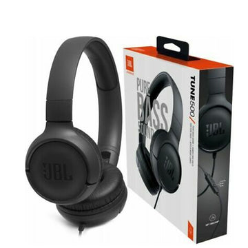 JBL Tune 500 Wired On‑Ear Headphones – Pure Bass Sound, Lightweight & Built-in Microphone