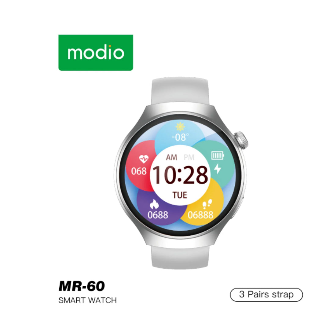 Modio MR‑60 Smart Watch Bluetooth Calling Fitness Tracker with 3 Straps