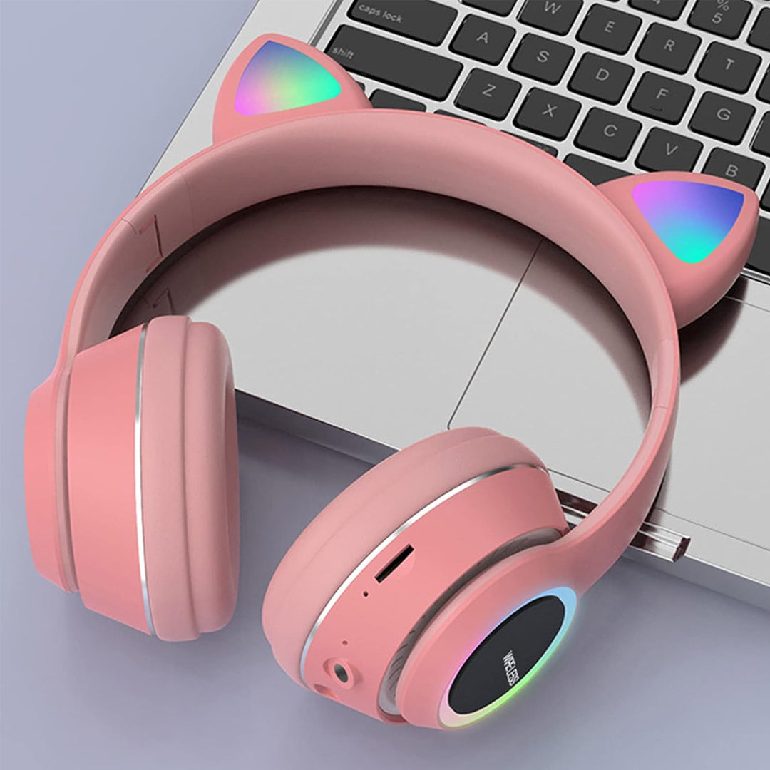 L450 LED Cat Ear Wireless Bluetooth Headphones – Cute RGB Light Headset for Kids, Gaming & Music