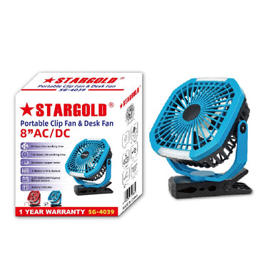 STARGOLD SG-4039 Rechargeable 8" Clip Fan